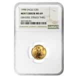 1998 1/10 oz $5 Gold American Eagle NGC MS 69 Mint Error