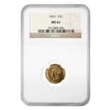 1862 $1 Gold Indian Princess Head Type 3 NGC MS 61