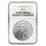 1999 1 oz Silver American Eagle $1 Coin NGC MS 69