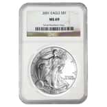 2001 1 oz Silver American Eagle $1 Coin NGC MS 69