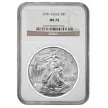 2001 1 oz Silver American Eagle $1 Coin NGC MS 70