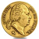 France Gold 20 Francs Louis XVIII Avg Circ AGW .1867 oz (Random Year, 1816-1824)