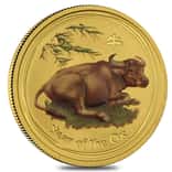 2009 1 oz Gold Lunar Year of the Ox Perth Mint Series II Colorized (In Capsule)