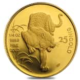 1986 1/4 oz Singapore 25 Singold Year of the Tiger Gold Proof-Like Coin (Sealed)