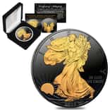 2018 1 oz Silver American Eagle $1 Coin Black Ruthenium 24K Gold Edition (w/Box & COA)