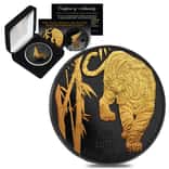 2018 1 oz South Korea Silver Tiger Medal Black Ruthenium 24K Gold Edition (w/Box & COA)