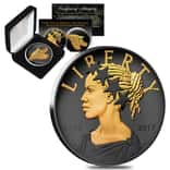 2017 S 1 oz American Liberty Proof Silver Medal .9999 Fine Black Ruthenium 24K Gold Edition (w/Box & COA)