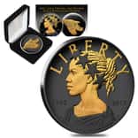 2017 D 1 oz American Liberty Uncirculated Silver Medal .9999 Fine Black Ruthenium 24K Gold Edition (w/Box & COA)