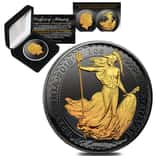 2018 Great Britain 1 oz Silver Britannia Coin .999 Fine Black Ruthenium 24K Gold Edition (w/Box & COA)