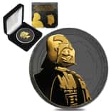 2017 1 oz Niue Silver $2 Star Wars Darth Vader Black Ruthenium 24K Gold Edition (w/Box & COA)