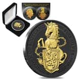 2018 Great Britain 2 oz Silver Queen's Beasts (Unicorn) Coin .9999 Fine Black Ruthenium 24K Gold Edition (w/Box & COA)