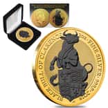 2018 Great Britain 2 oz Silver Queen's Beasts (Black Bull) Coin .9999 Fine Black Ruthenium 24K Gold Edition (w/Box & COA)