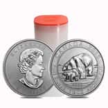 Roll of 15 - 2015 1.5 oz Canadian Silver Polar Bear and Cub $8 Coin .9999 Fine BU (Lot, Tube of 15)
