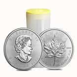 Roll of 25 - 2020 1 oz Canadian Silver Maple Leaf .9999 Fine $5 Coin BU (Lot, Tube of 25)