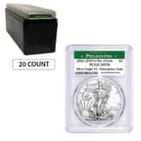 Lot of 20 - 2021 (P) 1 oz Silver American Eagle PCGS MS 70 FDOI (Philadelphia) Emergency Issue