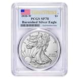 2020-W 1 oz Burnished Silver American Eagle PCGS SP 70 First Strike