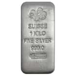 NO ASSAY - 1 Kilo PAMP Suisse Silver Cast Bar .999 Fine