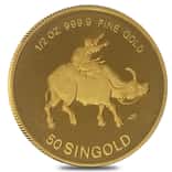 Not Sealed - 1985 1/2 oz Singapore 50 Singold Year of the Ox Proof Gold Coin
