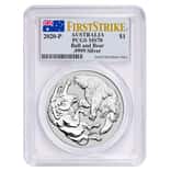 2020 1 oz Silver Australian Bull and Bear Coin Perth Mint PCGS MS 70 First Strike