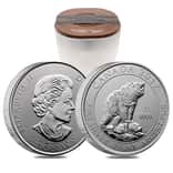 Roll of 15 - 2017 1.5 oz Silver Canadian Grizzly Bear $8 Coin .9999 Fine BU