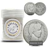 $10 Face Value Barber Half Dollars 90% Silver 20-Coin Roll (Circulated)