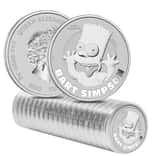 Roll of 20 - 2022 1 oz Tuvalu Bart Simpson Silver Coin .9999 Fine BU In Cap