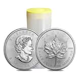 Roll of 25 - 2021 1 oz Canadian Silver Maple Leaf .9999 Fine $5 Coin BU (Lot, Tube of 25)