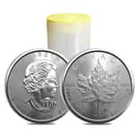 Roll of 25 - 2022 1 oz Canadian Silver Maple Leaf .9999 Fine $5 Coin BU (Lot, Tube of 25)