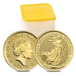Tube of 25 - 2022 Great Britain 1/10 oz Gold Britannia Coin .9999 Fine BU (Roll, Lot of 25)