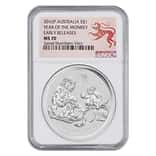 2016 1 oz Silver Year of The Monkey Australia Perth Mint NGC MS 70 Early Releases