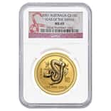 2001 1 oz Gold Lunar Year of The Snake Perth Mint (Series I) NGC MS 69