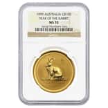 1999 1 oz $100 Gold Lunar Year of the Rabbit Perth Mint NGC MS 70