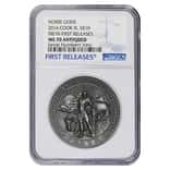2016 2 oz Cook Islands Silver Norse Gods Freyr Ultra High Relief NGC MS 70 Antiqued First Releases 