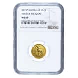 2015 1/10 oz Gold Lunar Year of the Goat NGC MS 69
