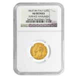 1863T Italy 20 Gold Lire Emanuele Vittorio NGC AU Details