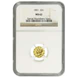 1851 $1 Liberty Head Gold Coin NGC MS 62