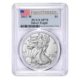 2017-W 1 oz Burnished Silver American Eagle PCGS SP 70 First Strike
