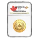 2004 1 oz Gold Canadian Maple Leaf 25th Anniversary $50 Coin NGC MS 69