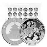 Sheet of 30 - 2025 30 Gram Chinese Silver Panda 10 Yuan BU