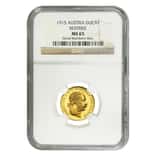 1915 Austrian Gold 1 Ducat .1107 oz AGW NGC MS 65 Restrike