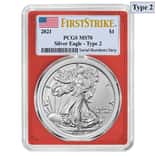 2021 1 oz Silver American Eagle Type 2 PCGS MS 70 FS (Red Frame)