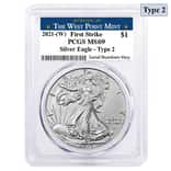 2021 (W) 1 oz Silver American Eagle Type 2 PCGS MS 69 FS (West Point)