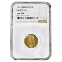 1875 20 Francs Leopold II Gold NGC MS 66+ | Bullion Exchanges