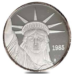 1985 1 oz Johnson Matthey MTB Liberty Trade Proof Silver Round