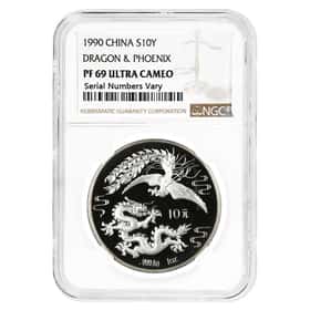 1990 1 oz Silver Dragon & Phoenix NGC PF 69 | Bullion Exchanges