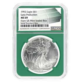 1992 1 oz Silver American Eagle NGC MS 69 Early Production