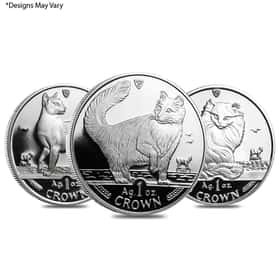 1 oz Silver Isle of Man Cat 1 Crown (Random) | Bullion Exchanges