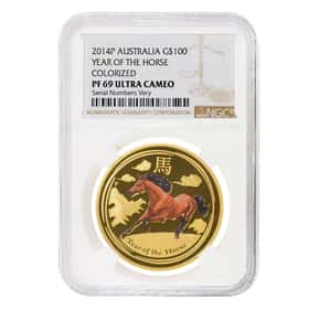 2014 1 oz Color Gold Lunar Horse NGC PF 69 | Bullion Exchanges