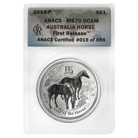 2014 1 oz Silver Lunar Horse Perth MS 70 FR | Bullion Exchanges