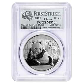 2015 1 oz Silver Panda PCGS MS 70 First Strike (Panda Label)